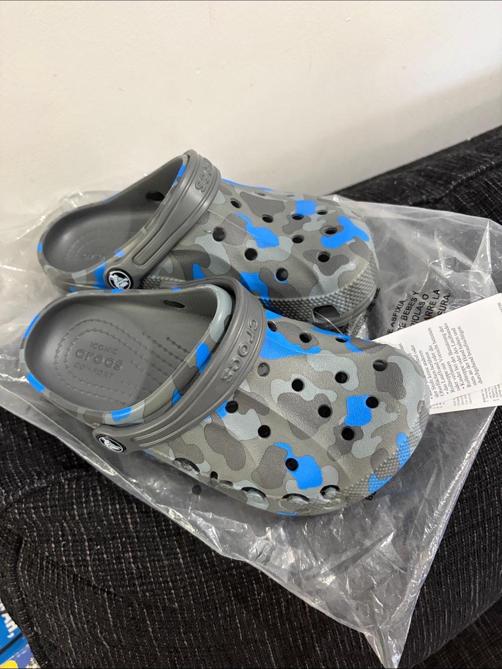 CROCS Kids Clog in Gray and Blue Camo